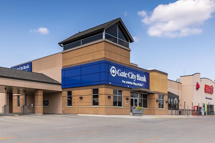 Exterior photo of the Jamestown, ND Gate City Bank branch